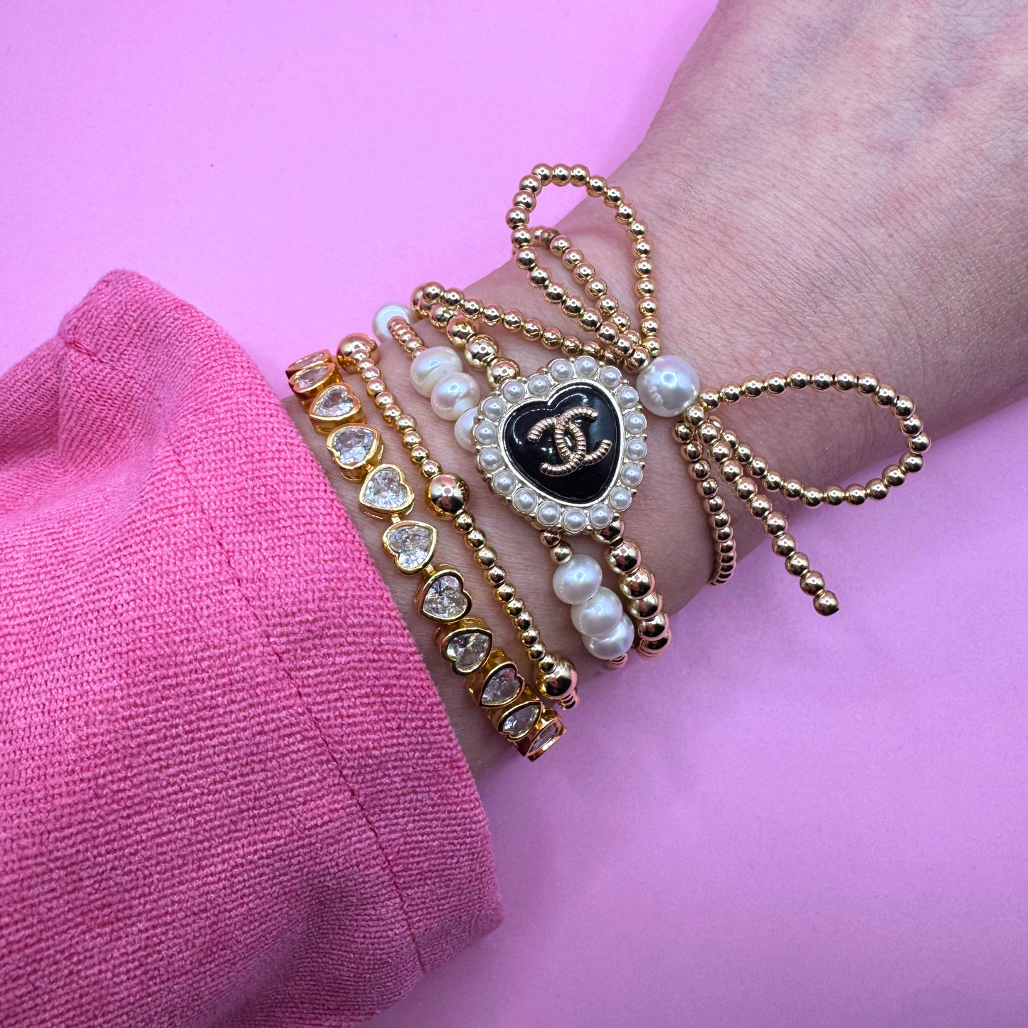 14K GOLD FILLED 5mm REPURPOSED BEADED BRACELET