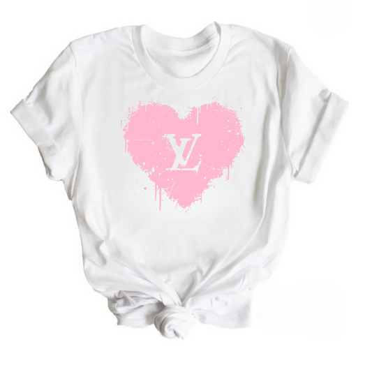 PINK HEARTS- WHITE GRAPHIC