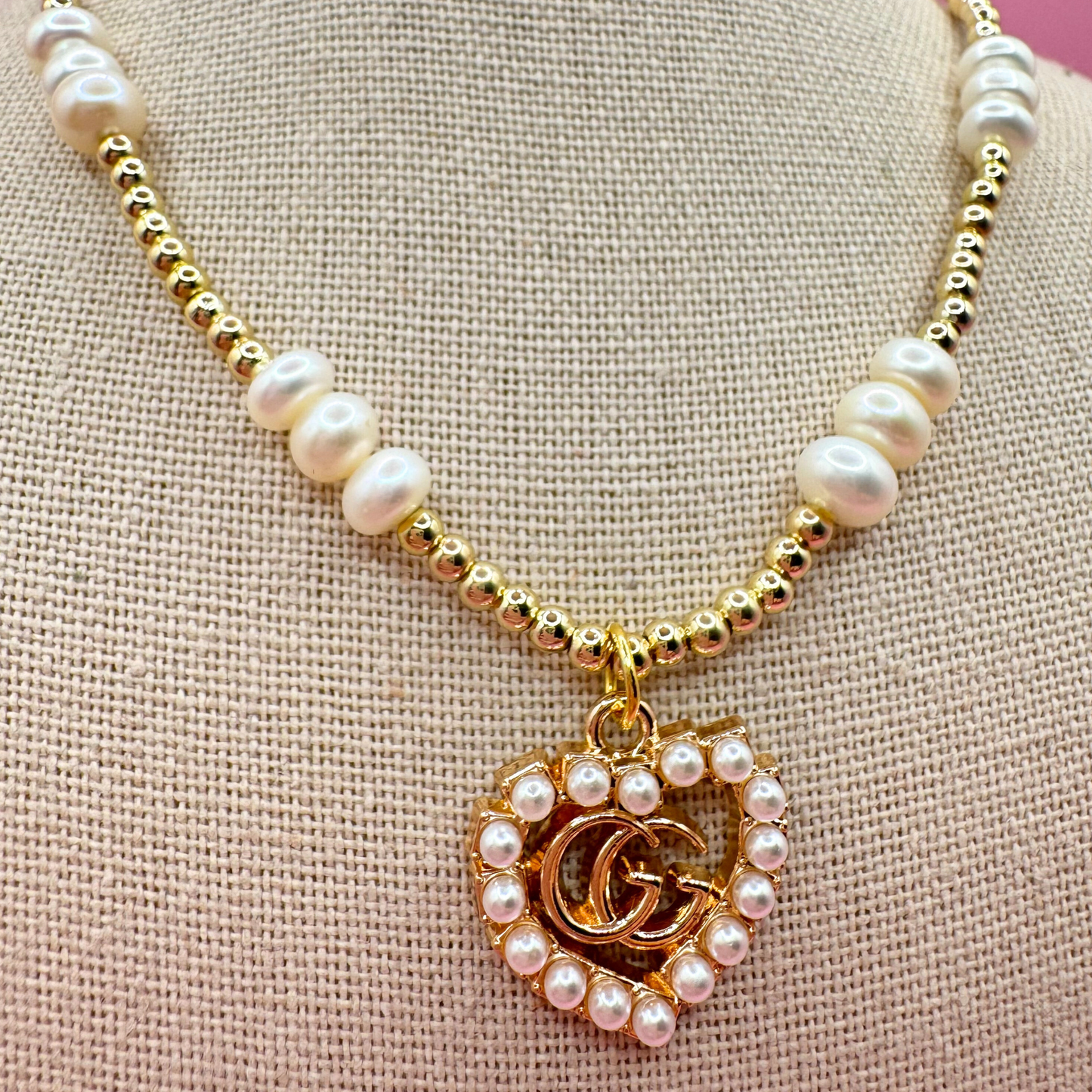 14KG Filled 3mm Beaded + Freshwater Pearl Stretch Necklace