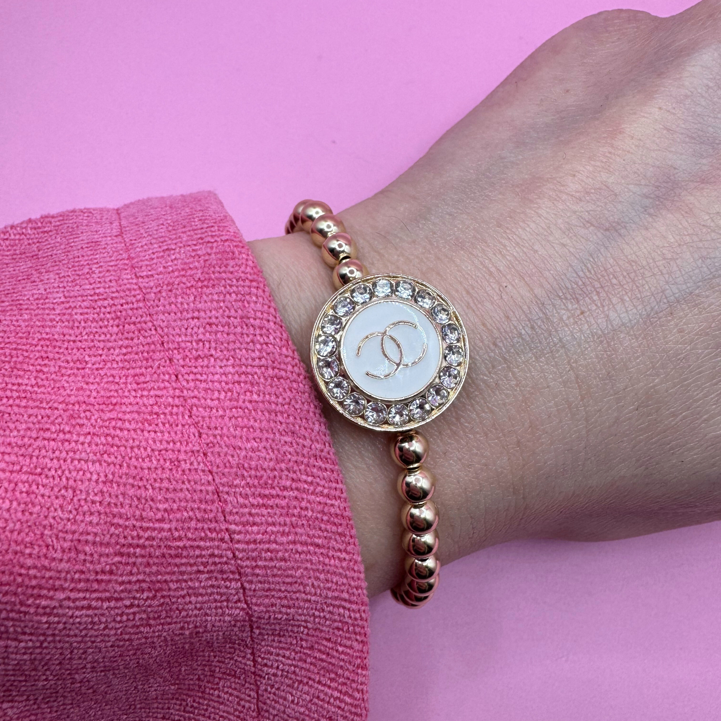 14K GOLD FILLED 5mm REPURPOSED BEADED BRACELET
