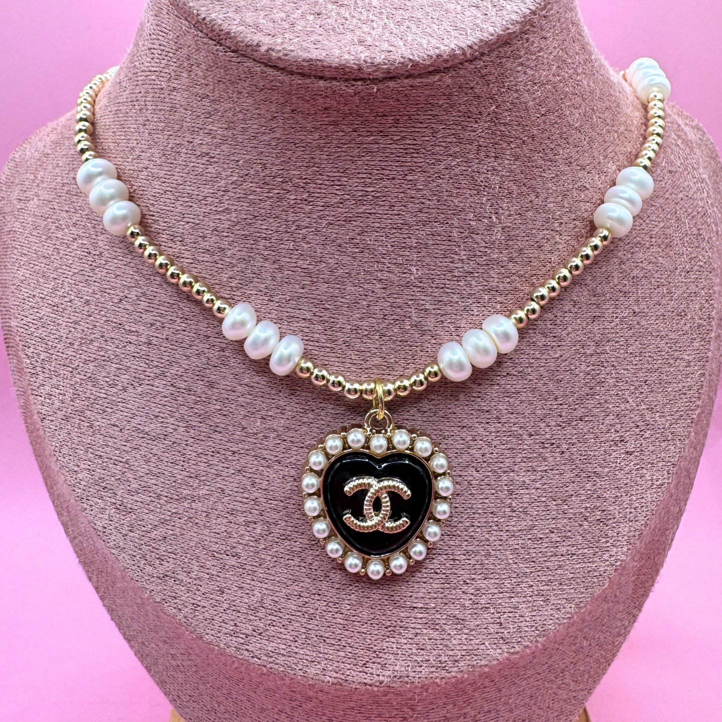 14KG Filled 3mm Beaded + Freshwater Pearl Stretch Necklace
