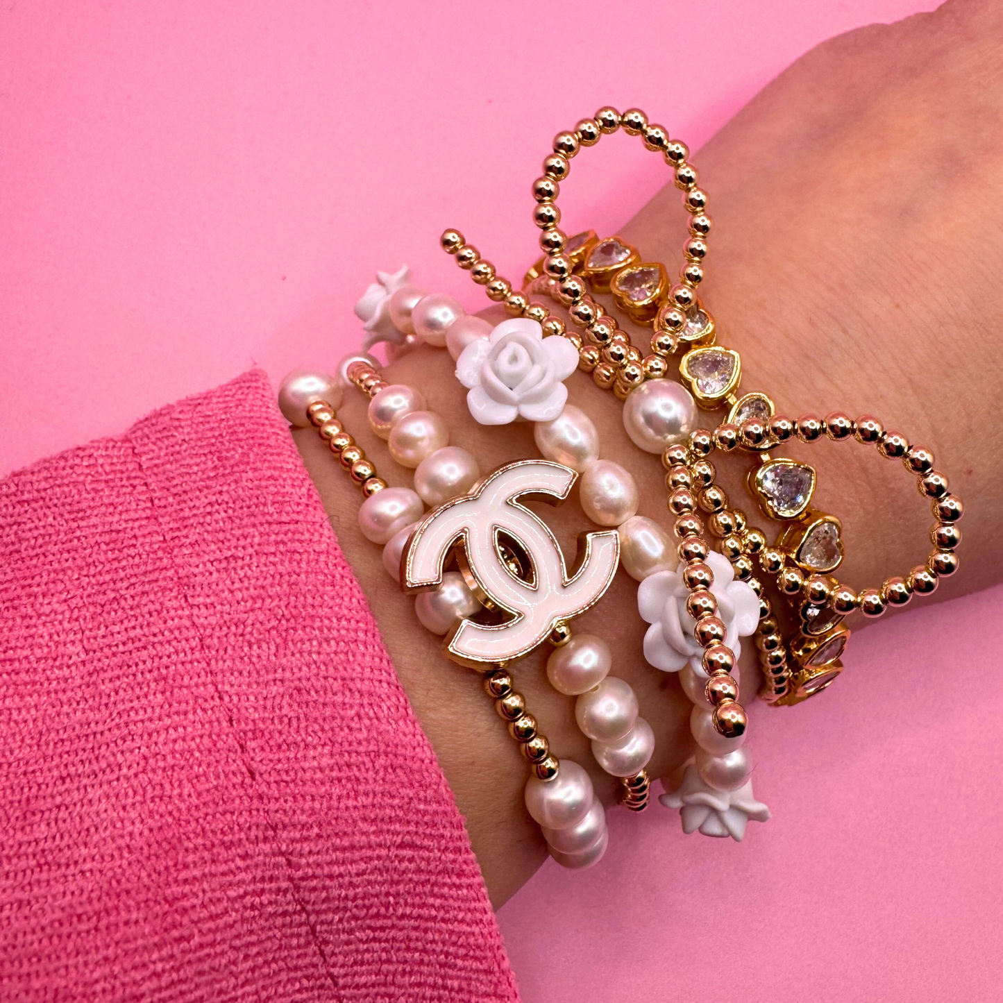 CHANEL BRACELET -FRESH WATER PEARLS +14K GOLD FILLED MIX