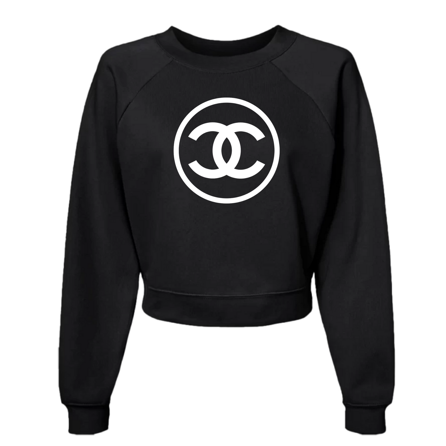 ROUND C– VINTAGE BLACK CROPPED CREWNECK