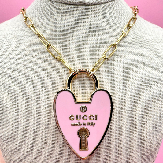 14K GOLD STAINLESS STEEL LOCK NECKLACE