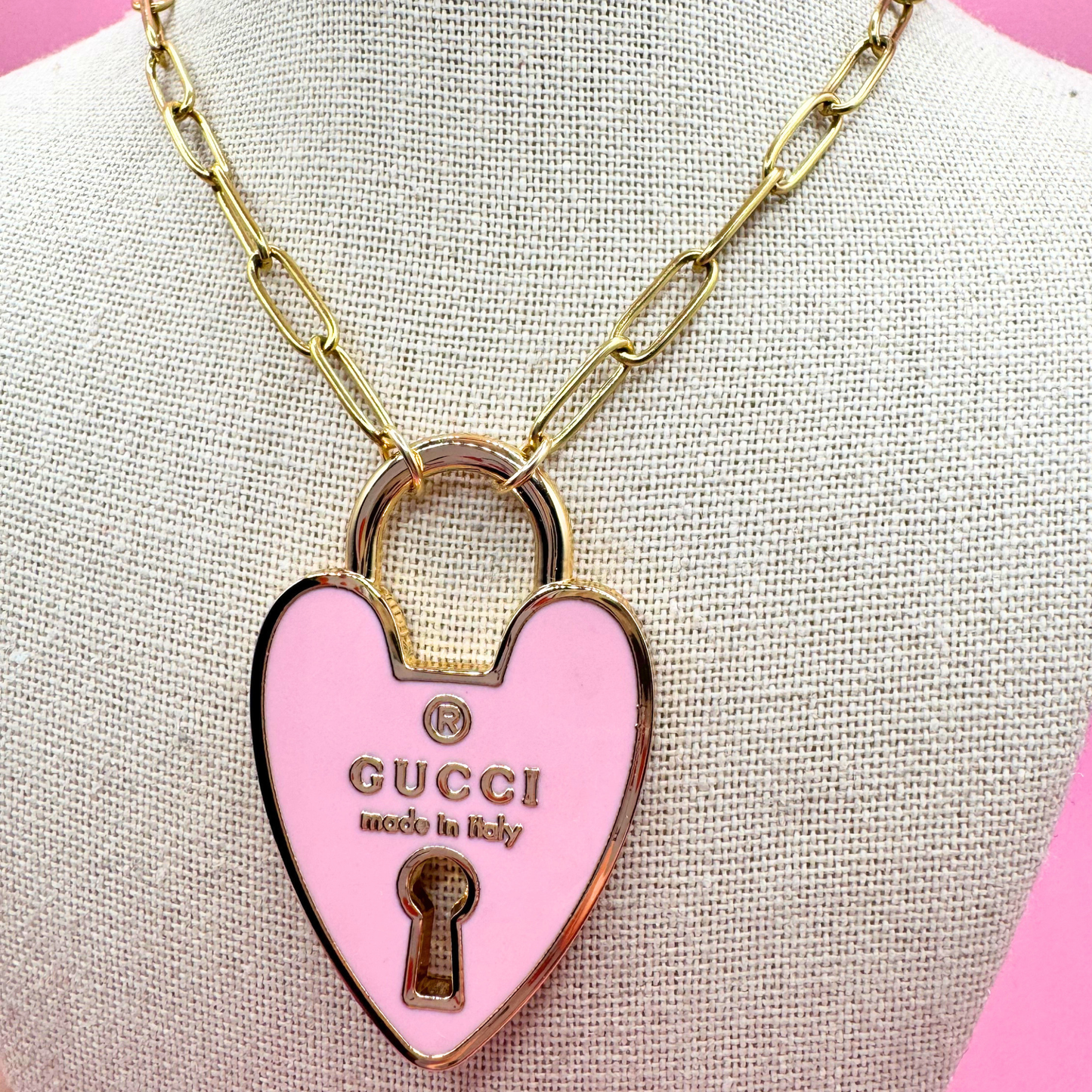 14K GOLD STAINLESS STEEL LOCK NECKLACE