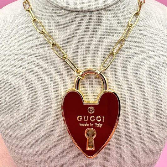 14K GOLD STAINLESS STEEL LOCK NECKLACE