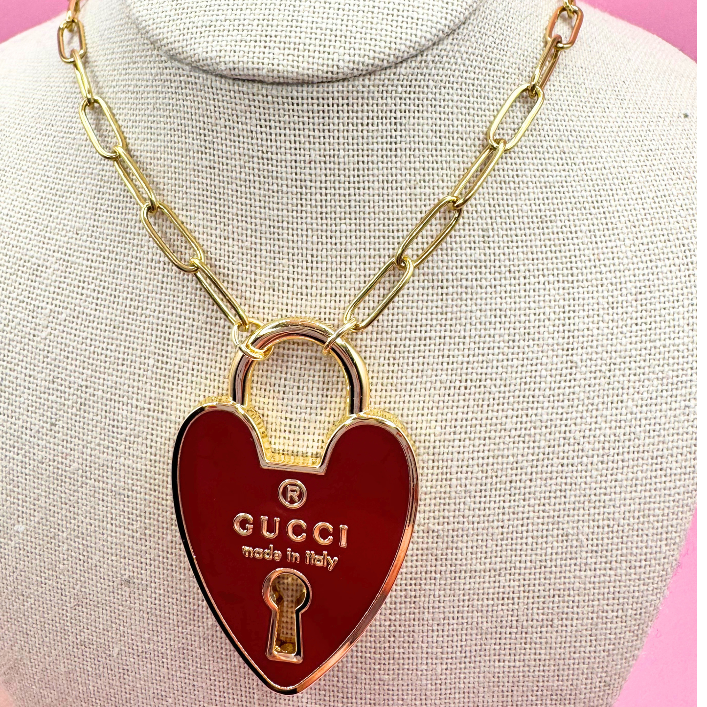 14K GOLD STAINLESS STEEL LOCK NECKLACE