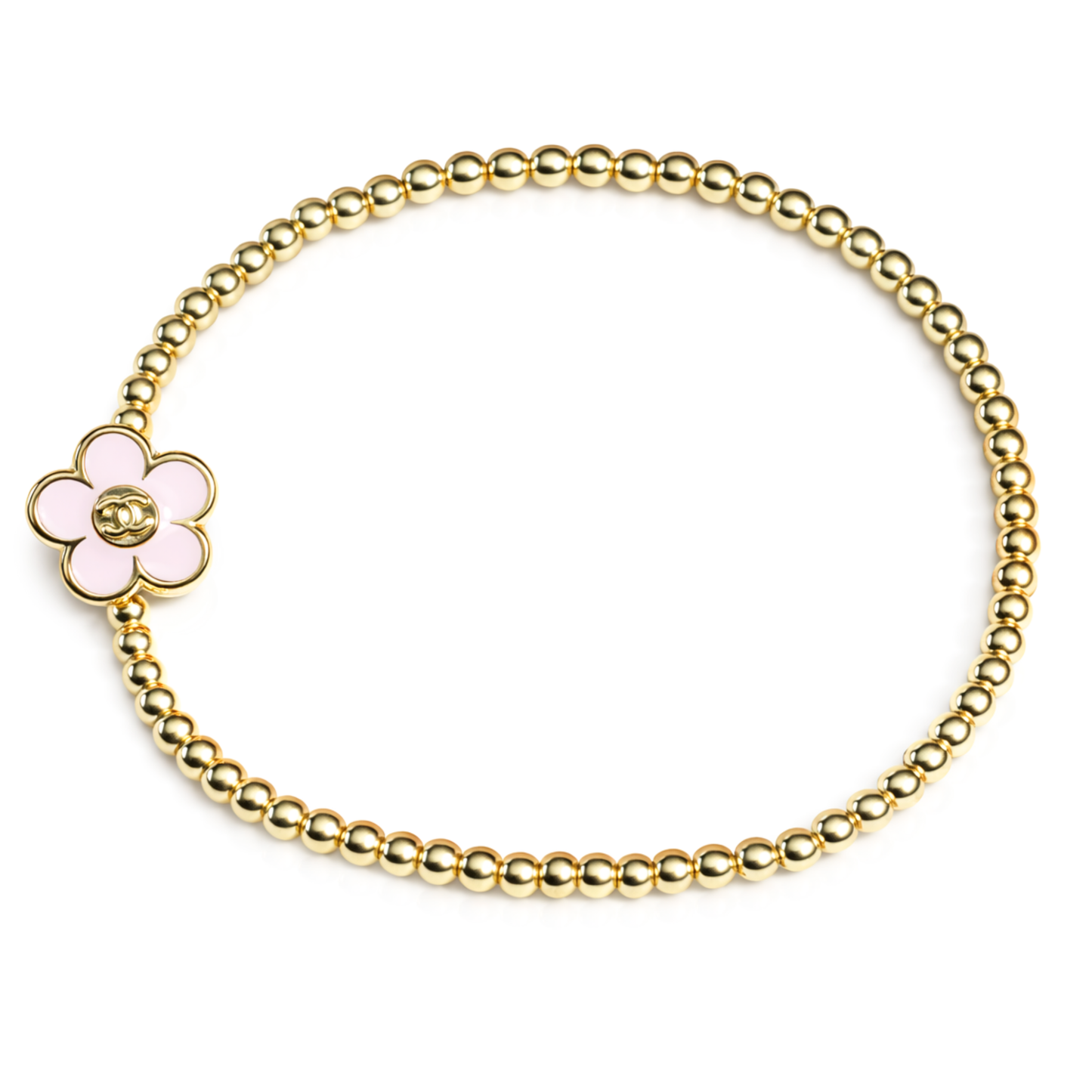 14K GOLD FILLED 3mm REPURPOSED BEADED BRACELET