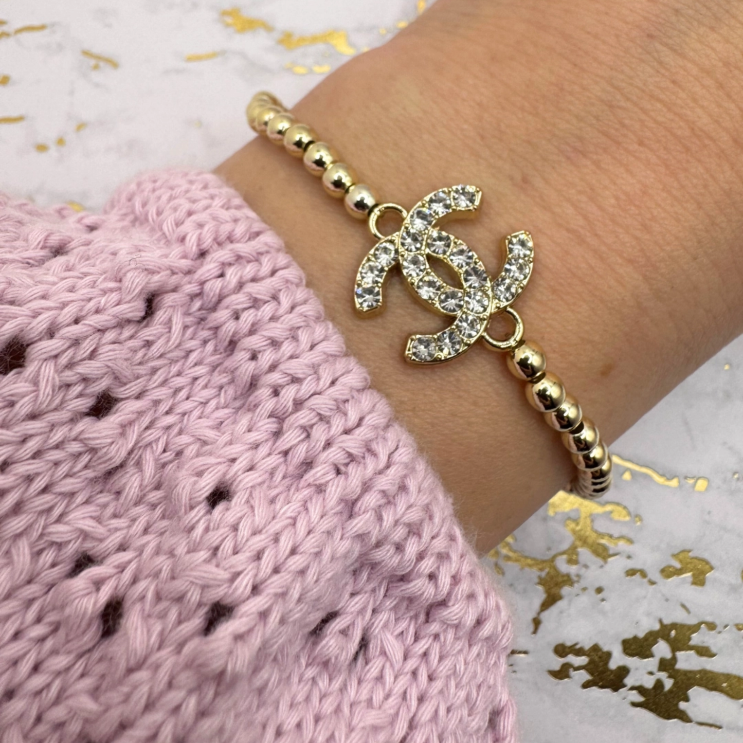 14K GOLD FILLED 4mm REPURPOSED BEADED BRACELET