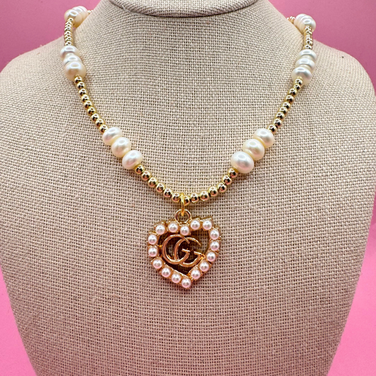 14KG Filled 3mm Beaded + Freshwater Pearl Stretch Necklace