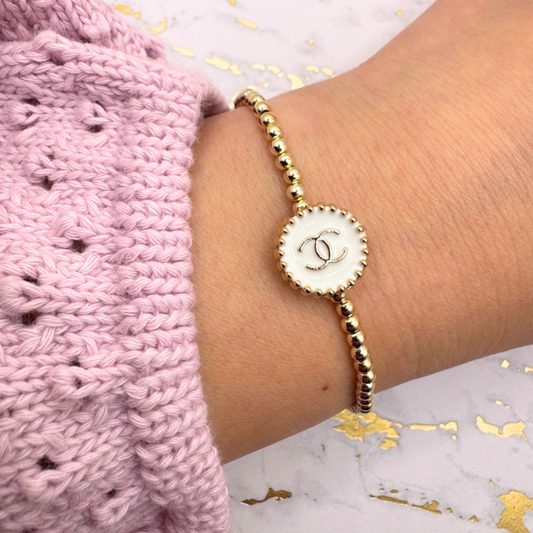 14K GOLD FILLED 3mm REPURPOSED BEADED BRACELET