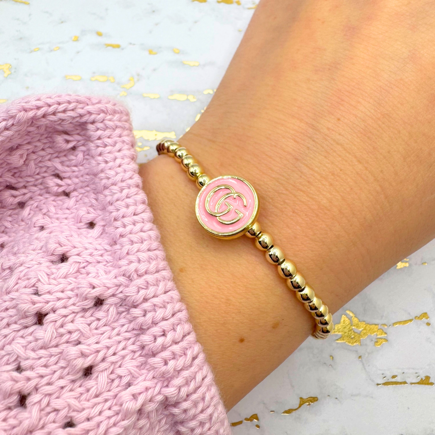 14k GOLD FILLED 4mm REPURPOSED BEADED BRACELET