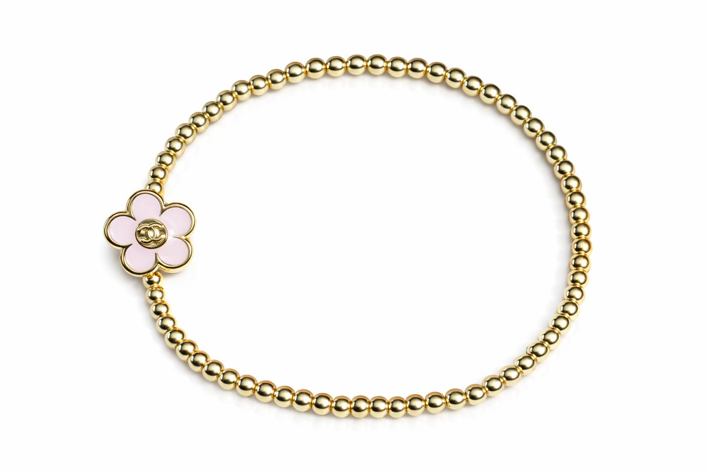 14K GOLD FILLED 3mm REPURPOSED BEADED BRACELET